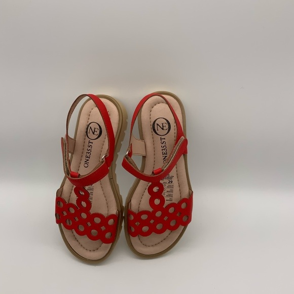 One35 Ankle Strap Red Sandals, Vegan Leather. Various Size - Picture 3 of 7